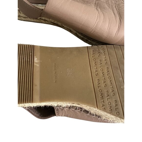 PALOMITAS Paloma Barcelo Taupe Leather Espadrilles Flats Size 38 - Picture 8 of 9